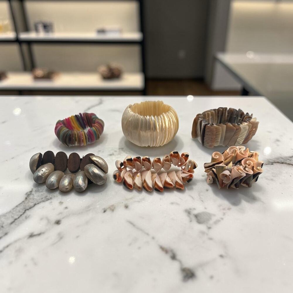 Lot of 6 Stretch Natural Shell Bracelets - READ